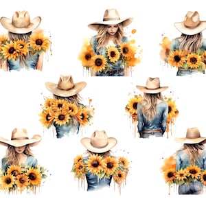 Tournesols aquarelles, clipart fille tournesol aquarelle, tournesol Clipart PNG, aquarelle d'été