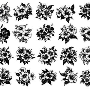 Hibiskus-Svg-Bundle, Hawaii-Blumen-Svg, Hibiskus-Clipart, Hibiskus-Schnittdateien für Cricut, Blumen-Svg, Hibiskus-Silhouette
