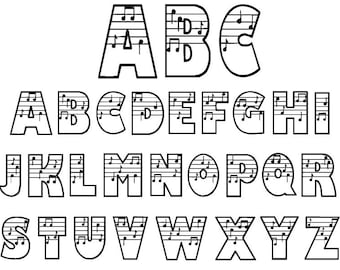 NOTEN SVG , Noten Alphabet , Musiknoten Schriftart , Musiknoten Clipart , Musiknoten Cricut