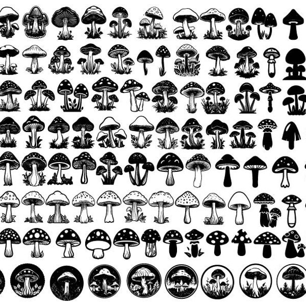 MUSHROOM SVG, Mushroom Bundle Svg, Mushroom Clipart, Mushroom Cut Files For Cricut, Cute Cartoon Mushroom Svg