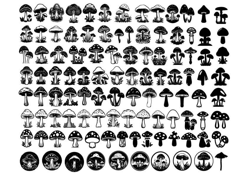 MUSHROOM SVG, Mushroom Bundle Svg, Mushroom Clipart, Mushroom Cut Files For Cricut, Cute Cartoon Mushroom Svg
