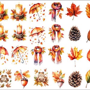 Hojas de otoño en acuarela, acuarela otoño PNG, clipart de otoño, clipart de otoño, clipart de tema de otoño, clipart de hojas