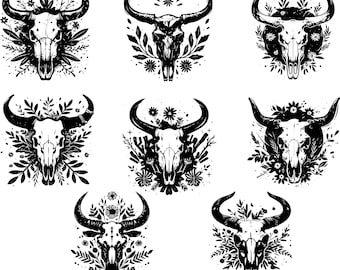 Boho Skull Svg, Longhorn Skull Svg, Cow Skull Svg, Horn Skull Clipart, Longhorn Skull Vector