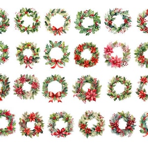 Corona navideña de acuarela PNG, Navidad vintage de acuarela, Clipart de vacaciones navideñas, Clipart de corona navideña