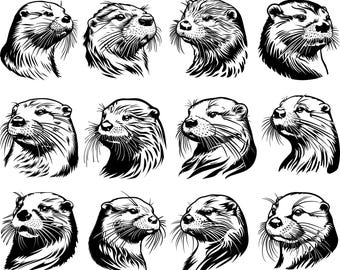 Paquete SVG de nutria, clipart de nutria, archivos de corte de nutria para Cricut, vector de nutria, SVG de vida silvestre