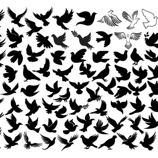 Doves Svg, Dove Bundle Svg, Dove Clipart, Dove Cut Files For Cricut, Peace Svg, Flying Bird Svg, Dove Vector