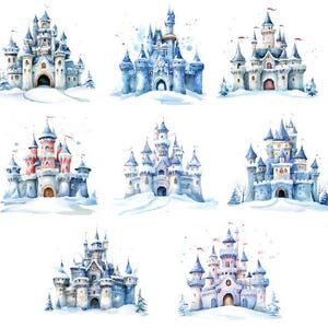 Winter Castle Clipart, Watercolor Winter Castle, Winter Castle Png, Winter Palace Clipart, Snow Castle Clipart