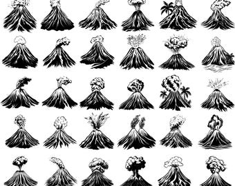 Vulcano SVG-Bundle, Vulcano Szene Vektor, Vulcano Clipart