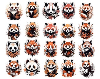 Red Panda Clipart, Red Panda Watercolor Clipart, Cute Animal Clipart, Red Panda Png