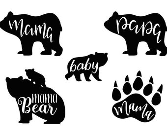 Mama Bear SVG, Mama SVG, Bear Family svg, Mama Bear Cricut , Mama Bear Clipart , Baby svg, Bear svg, Mama Bear Silhouette
