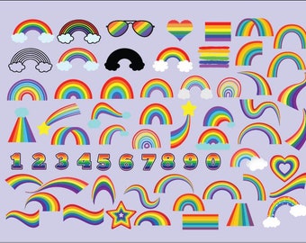 RAINBOWS SVG, Rainbows Bundle Svg, Rainbows Clipart, Rainbows Cut Files for Cricut, Rainbow Silhouette