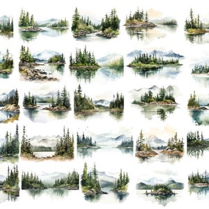 Akvarell berg Clipart, akvarell nationalpark png, berg Clipart, akvarell skog Clipart bild 3