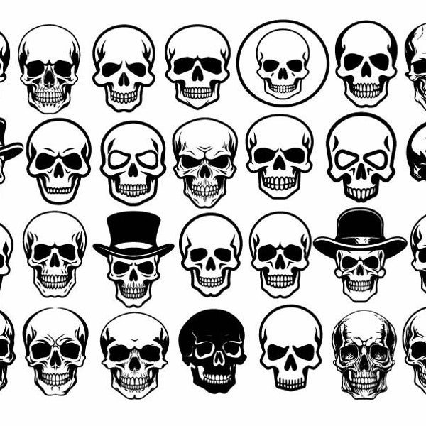 Skull SVG Bundle, Skull Clipart, Skull Cut File For Cricut , Skull Png , Skull vector, Skull Silhouette