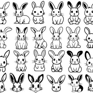 Bunny Svg, schattig konijntje Svg, cartoon Bunny Svg, konijn Clipart, Bunny gesneden bestanden voor Cricut, paashaas Svg