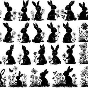 Blumenhäschen-Svg, Osterhasen-Svg, Frühlings-Svg, Hasen-Clipart, Hasenschnitt-Dateien für Cricut, Süßer Hasen-Svg