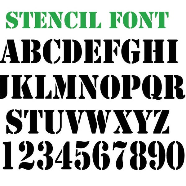 STENCIL FONT , Stencil Alphabet svg , Lettres et chiffres , Fichiers pour Cricut