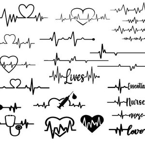 HEARTBEAT SVG Bundel , Heartbeat Clipart , Heartbeat Monogram , Heartbeat Cricut , Heartbeat Cut Files , Cardiogram Svg