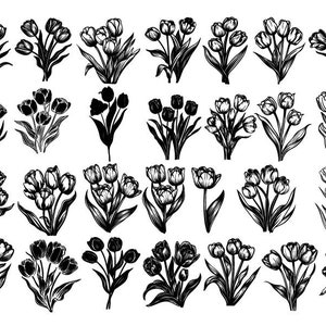 Tulpen SVG bundel, bloemen SVG, tulpen clipart, tulpen gesneden bestanden voor de Cricut, tulpen png bundel, lente SVG