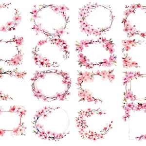 Aquarell Kirschblüten Clipart, Sakura Clipart, Kirschblüten Kranz Png, Kirschblüten Clipart, Aquarell Blumenkranz