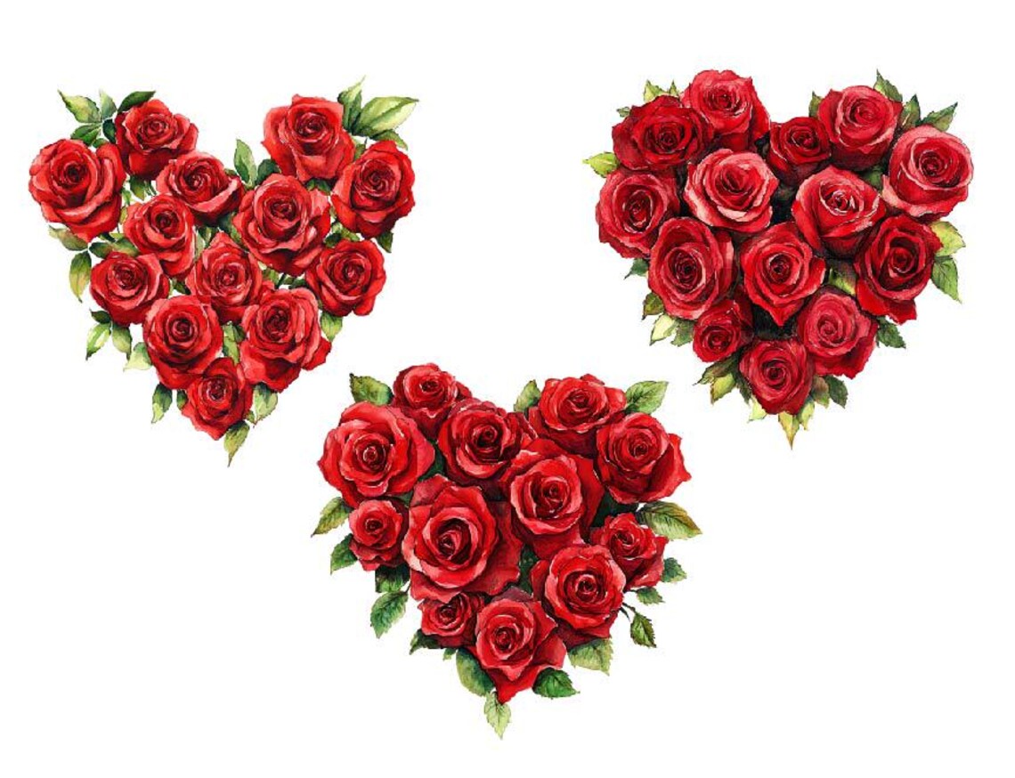 Watercolor Valentine's Day, Watercolor Red Roses Clipart, Valentines ...