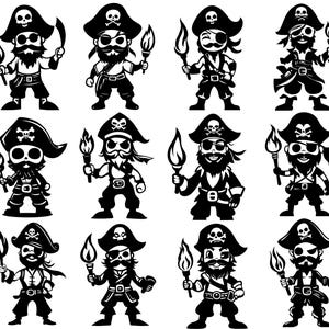 Piraten-Svg-Bundle, Piraten-Clipart, lustige Piraten-Svg, Cartoon Piraten-Svg, Pirat Cut-Dateien für Cricut