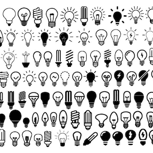Pakiet SVG żarówki, Pakiet PNG żarówki, Żarówki Svg, Clipart żarówki, Pliki do cięcia żarówki dla Cricut, Wektor żarówki