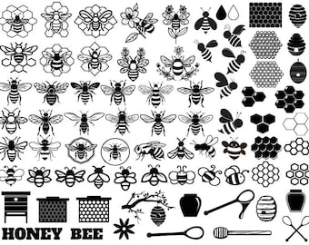 Bee Svg Bundle, Bee Clipart, Bee Cut Files For Cricut, Bees Vector, Bee Hive Svg, Honeycomb Svg