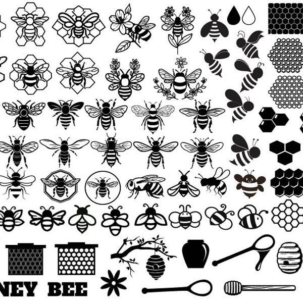 Bee Svg Bundle, Bee Clipart, Bee Cut Files For Cricut, Bees Vector, Bee Hive Svg, Honeycomb Svg