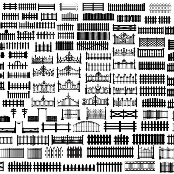 Bundle SVG de clôture, palissade Svg, Svg de clôture en fonte de fer, Svg de clôture en bois, clipart clôture, clôture Cricut, vecteur de clôture