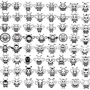 BEE SVG, Cartoon Bee Svg, Bees Bundle Svg, Bee Clipart, Bees Cut Files For Cricut, Cute Cartoon Bees Svg, Bee Silhouette