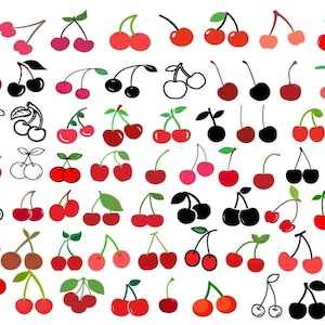 Cherry SVG, Cherries svg, Cherry Clipart, Cherry Vector, Cherry Silhouette, Fruits Svg, Summer Svg