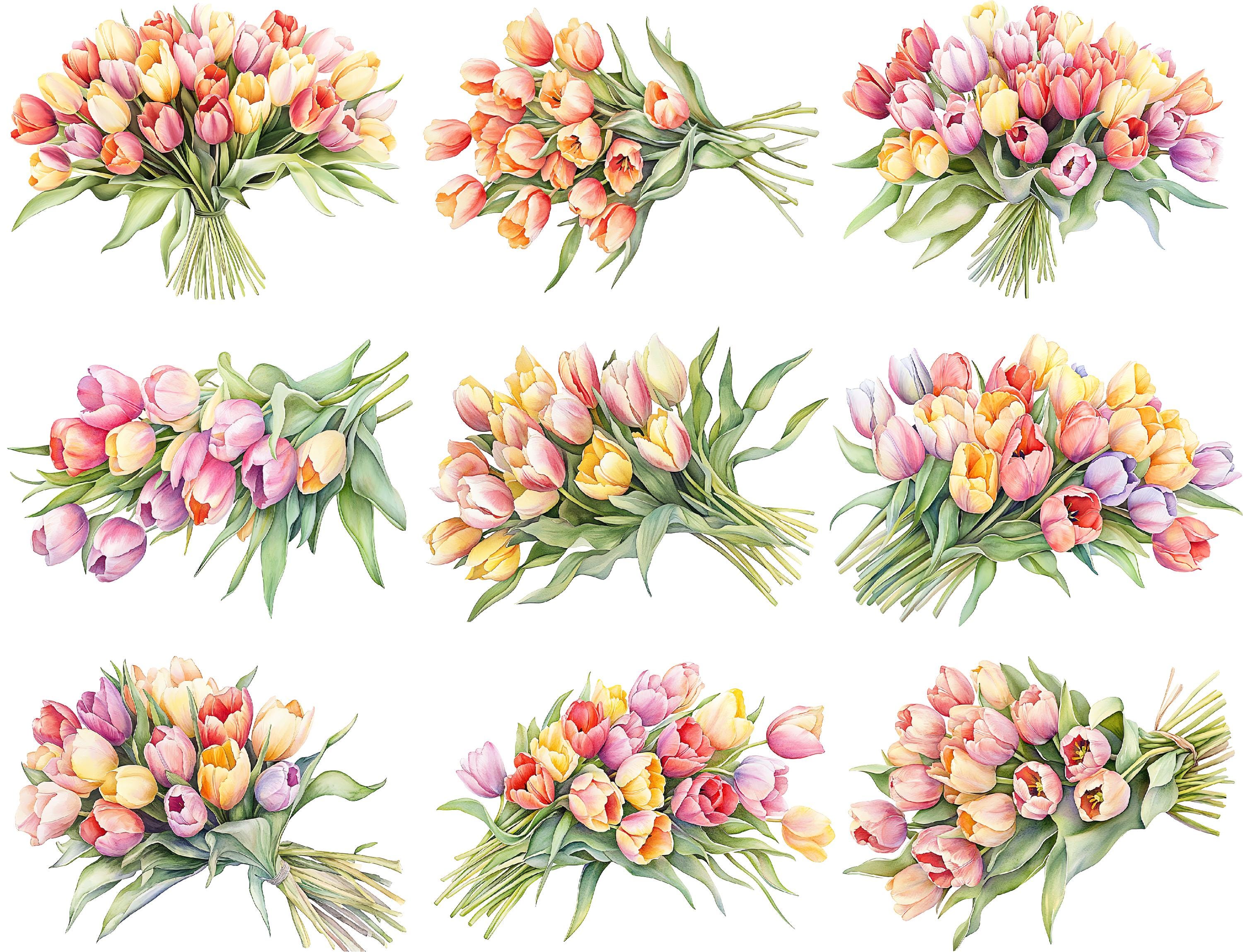 Watercolor Tulips Clipart, Tulip Flowers Png, Spring Flowers Clipart ...