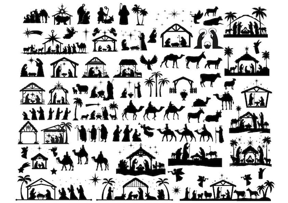 Nativity Scene SVG, Nativity Scene Clipart, Nativity SVG Bundle, Nativity Svg, Christmas SVG, Nativity Silhouette