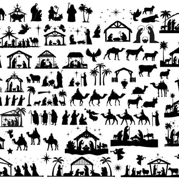 Nativity Scene SVG, Nativity Scene Clipart, Nativity SVG Bundle, Nativity Svg, Christmas SVG, Nativity Silhouette