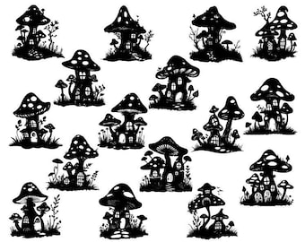 Casa de hongos SVG, clipart de hongos, archivos de corte de hongos para Cricut, casa de hadas SVG, hongos mágicos SVG
