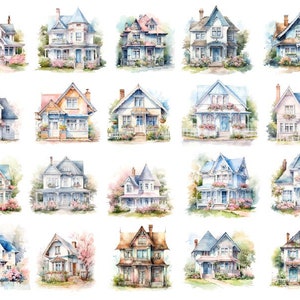 Akwarela Vintage House, Kwiatowy Elegancki Dom Clipart, Kwiatowy Domek Png, Akwarela Pastel House, Akwarela Dom Clipart