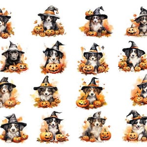 Watercolor Puppy Halloween Clipart, Watercolor Puppy Halloween Png, Halloween Dog Clipart, Halloween Dog Png, Watercolor Halloween