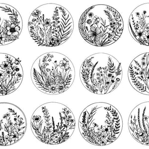 Bloemen cirkel Svg, bloemen Svg, bloemen gesneden bestanden voor Cricut, bloemen Clipart, bloemenkrans Svg