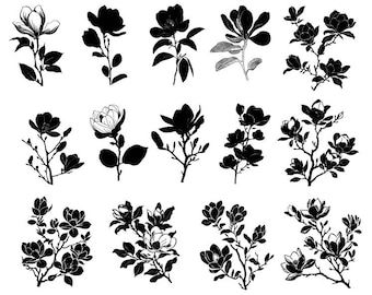 Magnolie SVG Bundle, Magnolie Clipart, Magnolie Schnittdateien für Cricut, Blumen svg