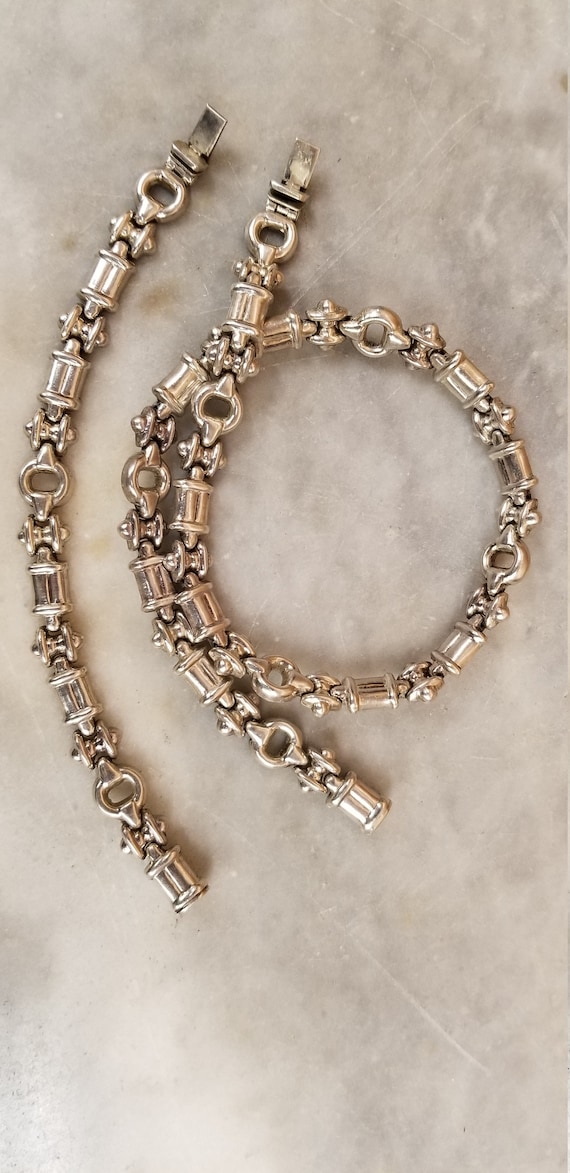 Solid Silver Chain/Bracelet Matching Set - image 1