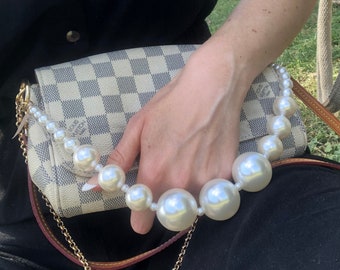 Luxury Pearl Handbag Chain Pearl & Black | Bag Chain | Top Handle
