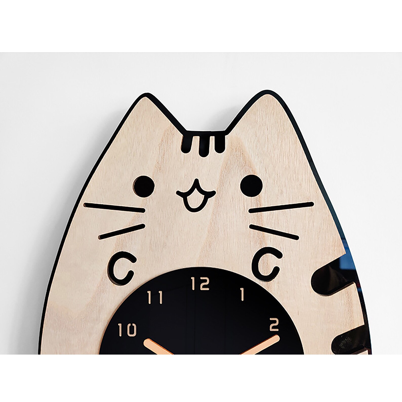 Clock Wooden Wall Clock Cat Wall Clock Children's Room Etsy