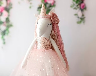 Sweet handmade Unicorn Princess Doll, one of a kind magical gift for little girls