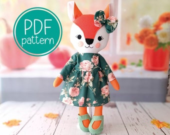 Fox doll  PDF sewing pattern and step by step instructions- beginner friendly