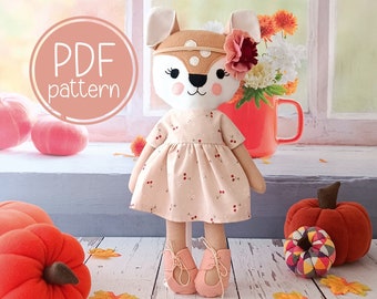 Patrón de costura PDF de muñeca DEER e instrucciones paso a paso - Apto para principiantes