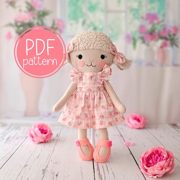 Sheep doll  PDF sewing pattern and step by step instructions- beginner friendly