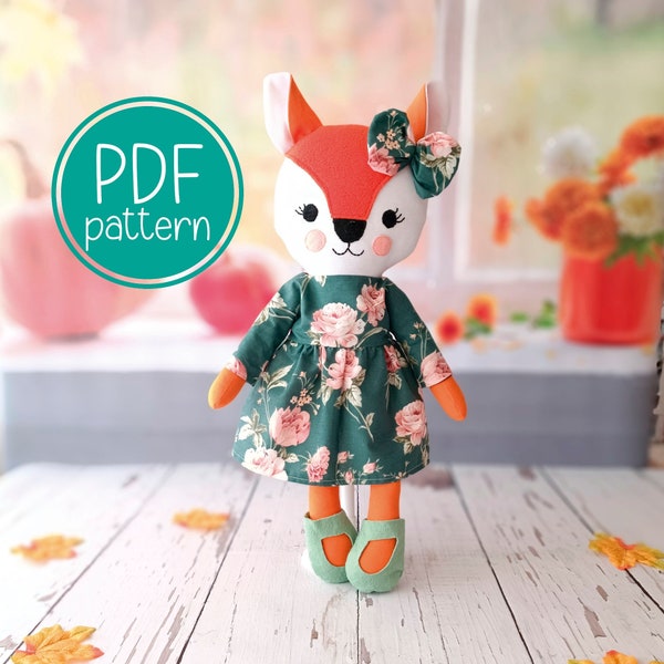 Fox doll  PDF sewing pattern and step by step instructions- beginner friendly