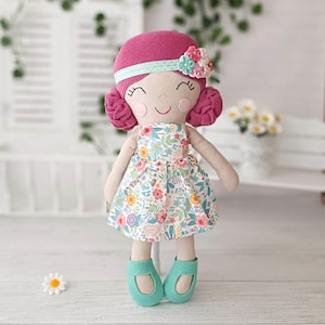 Sweet handmade doll, one of a kind girl gift for cuddle and dress up play