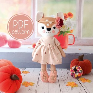 DEER doll PDF sewing pattern and step by step instructions- Beginner friendly