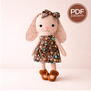 Patrón de costura en PDF para muñeca conejita e instrucciones paso a paso (aptas para principiantes)